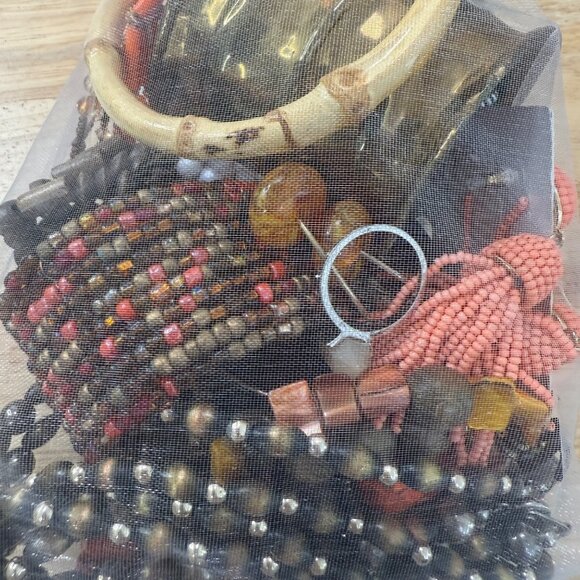 Boho Beaded Jewelry Mystery Lot W/ Bracelets Earrings & Cuffs Earthy Fall Color - Picture 5 of 10